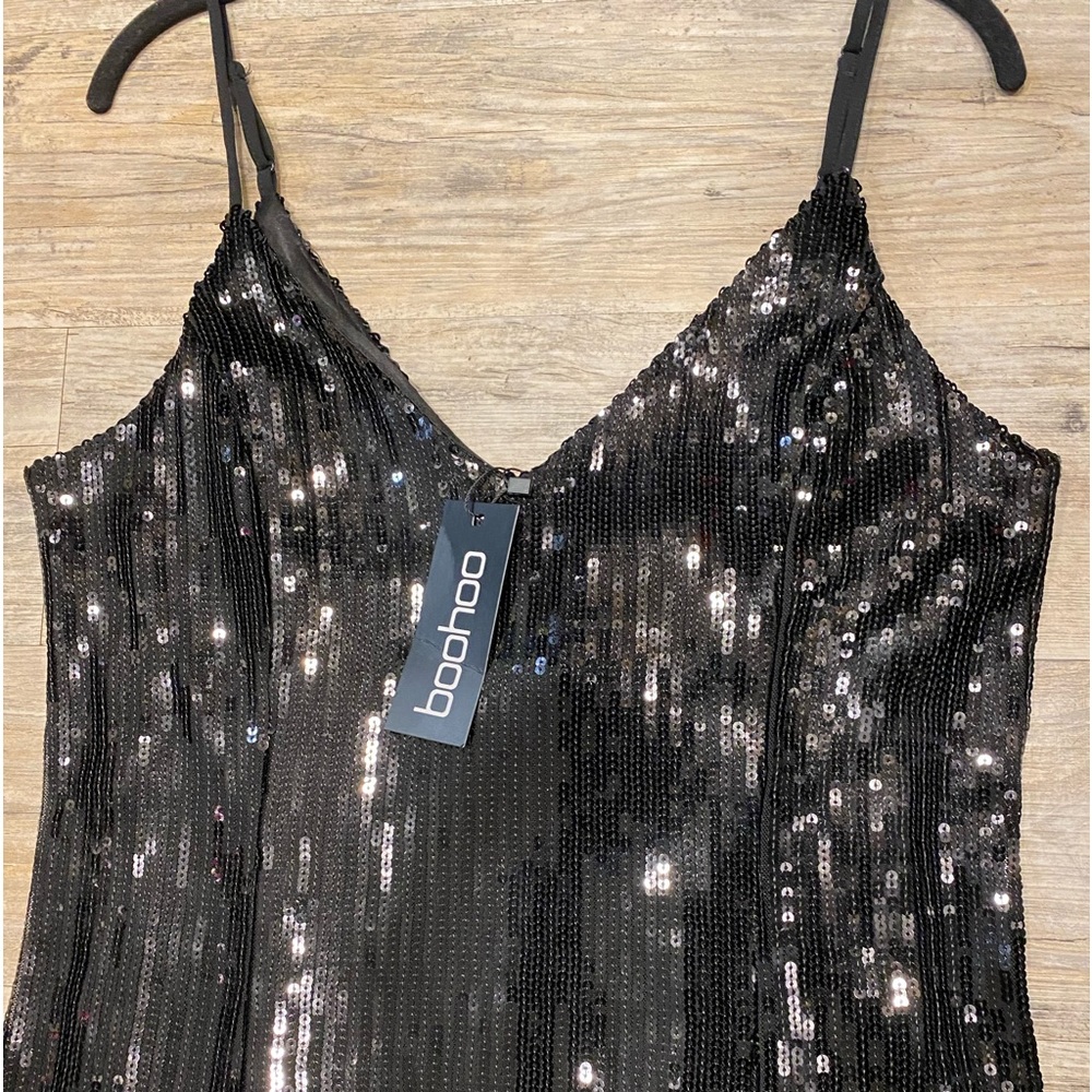 BooHoo Plus Fringed Black Dress - Picture 7 of 9